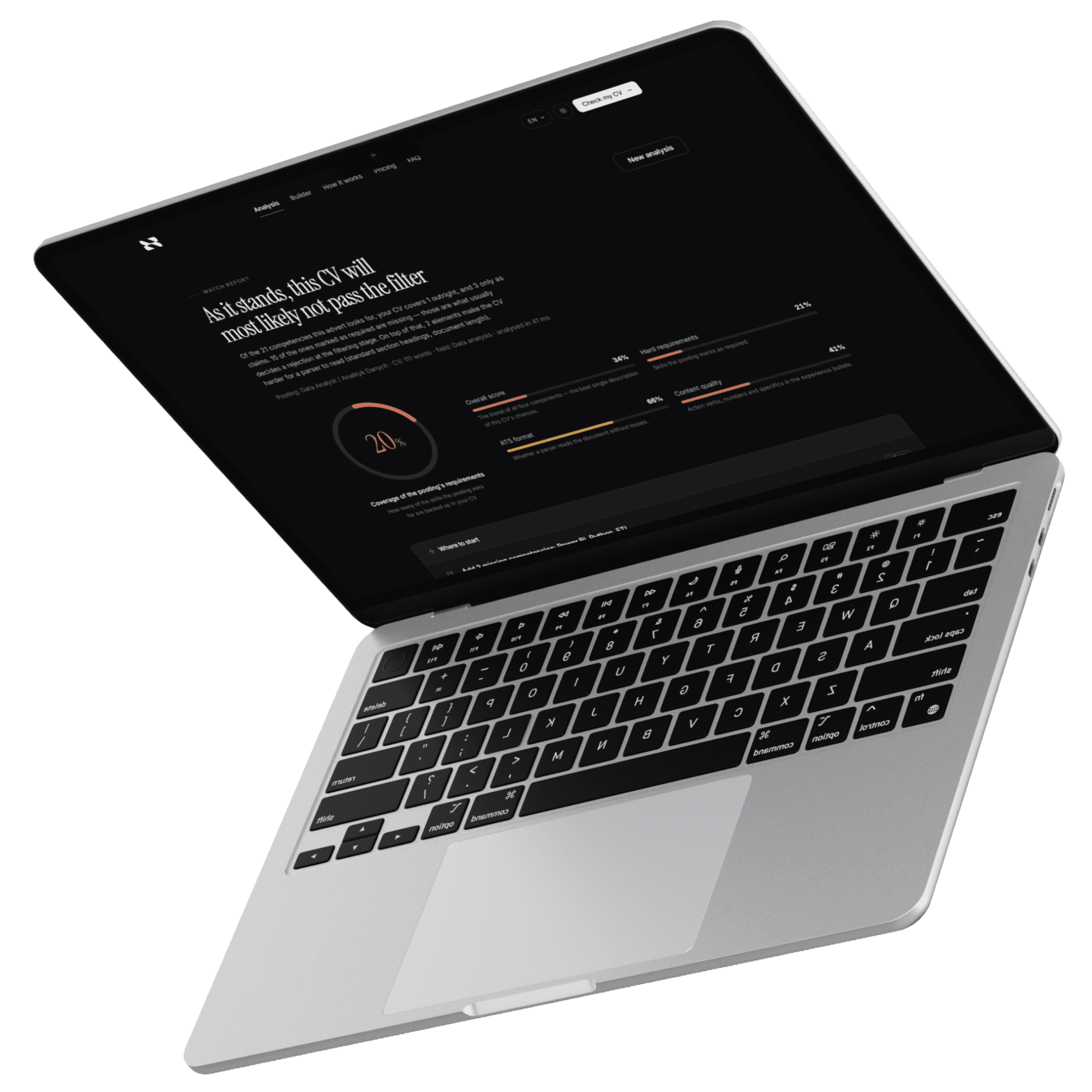 Ein Abgleichsbericht in Sito auf einem Laptop-Bildschirm